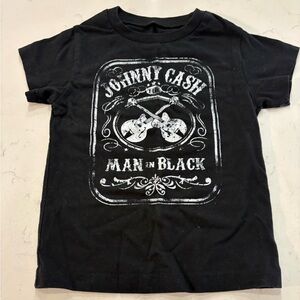 Johnny Cash Size 2T Man in Black Cotton Blend Crew Neck T-Shirt Toddler Unisex